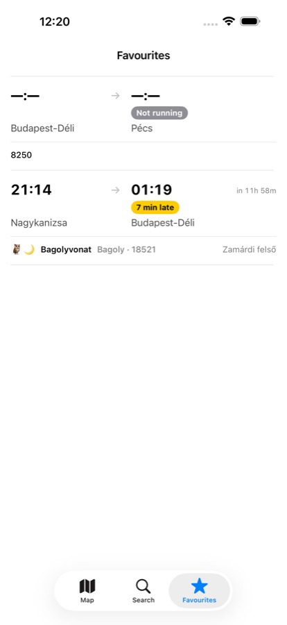 Vonatkém favourites screenshot