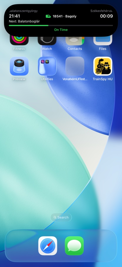 Vonatkém Live Activity screenshot