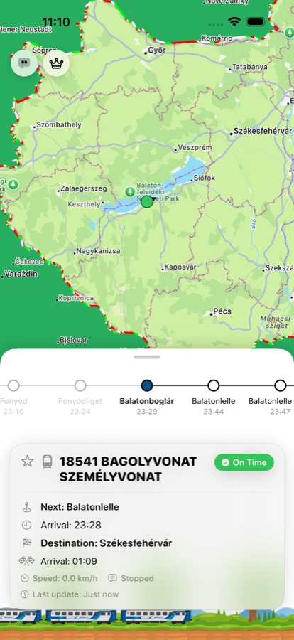 Vonatkém train tracking screenshot